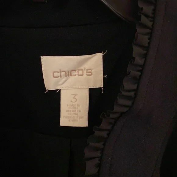 Chico’s black ruffle trim ponte blazer Size 3 - Picture 4 of 8